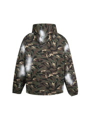 Thug Club Camo Spray Paint Star Moon Embroidery Oversized Hoodie, Unisex