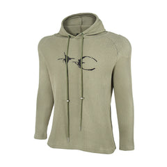 Thug Club TC Logo Waffle Knit Slim Fit Hoodie, Y2K Gothic Long Sleeve Hooded Top