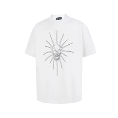Thug Club Sun Skull Line Art Oversized T-Shirt, Unisex