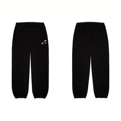 Derschutze Koi Fish Embroidery Sweatpants - Black
