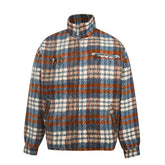 Thug Club Blue Brown Plaid Wool Blend Zip Jacket, Unisex