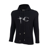 Thug Club TC Logo Waffle Knit Slim Fit Hoodie, Y2K Gothic Long Sleeve Hooded Top