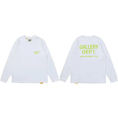 Gallery Dept. Hollywood Logo Long Sleeve T-Shirt - White/Neon Yellow