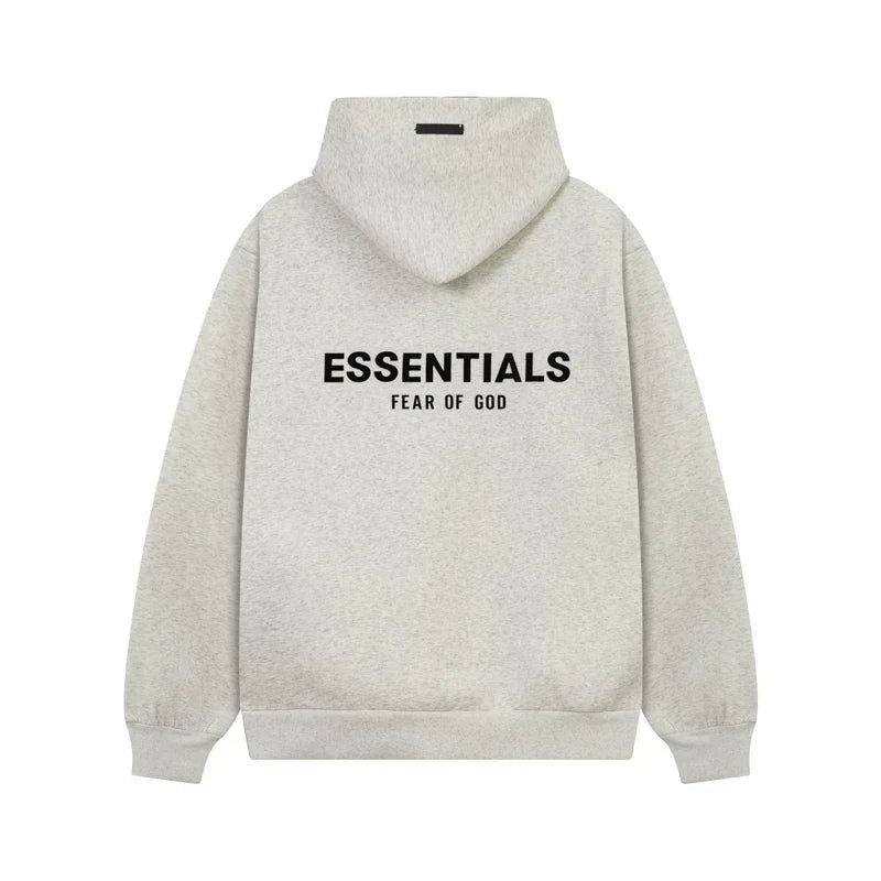 Fog Essentials Heather‑Grey Heavy‑Weight Oversized Hoodie Street‑Wear Pullover