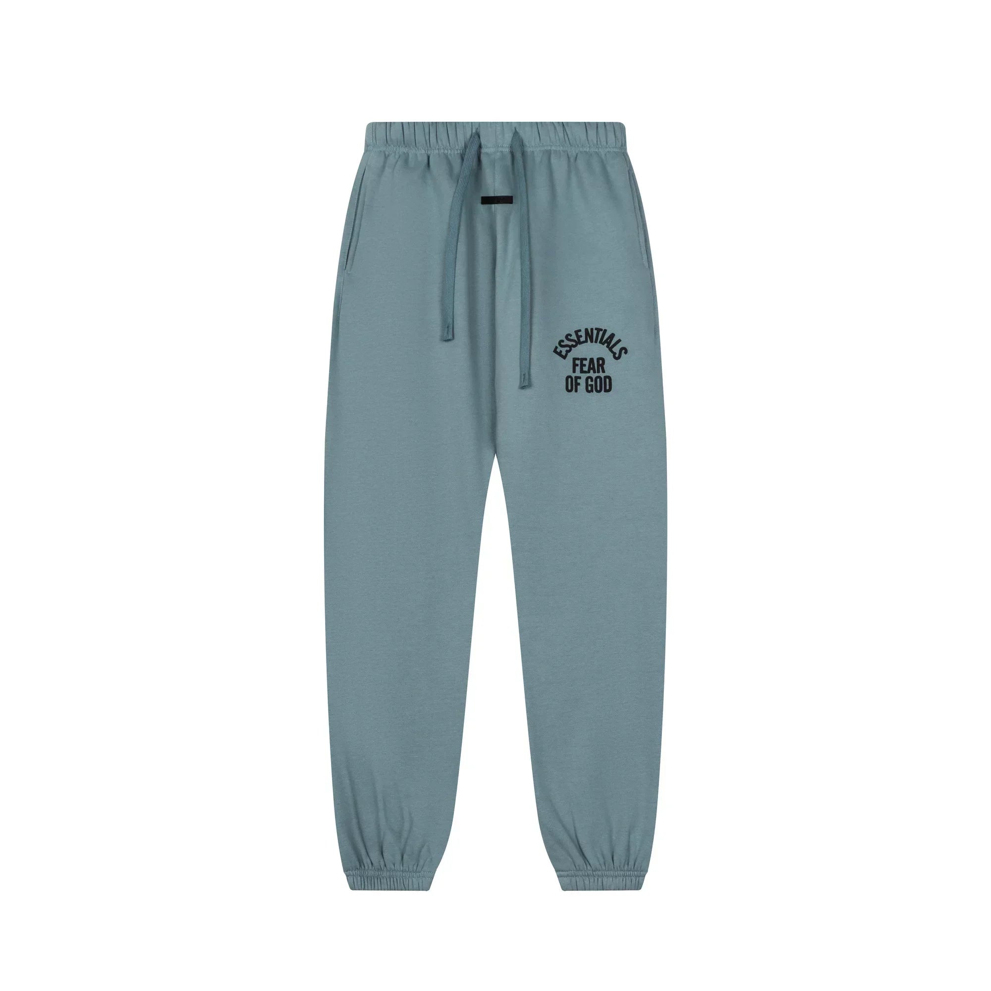 Fog Essentials Slate‑Blue Hip‑Hop Jogger Sweatpants Side Logo Print Elastic Waist Street Pants