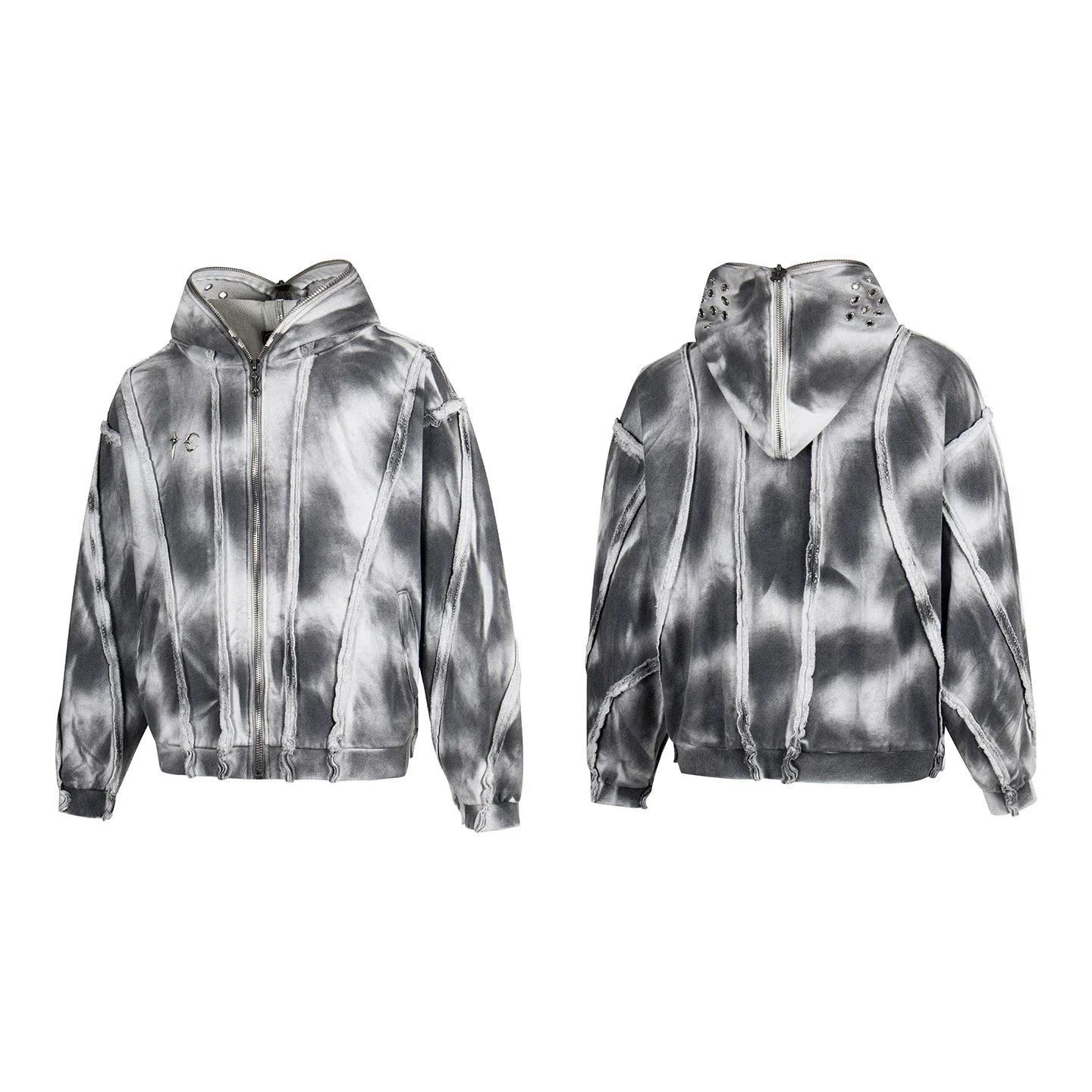 Thug Club Tie Dye Raw Seam Zip Cropped Hoodie, Unisex