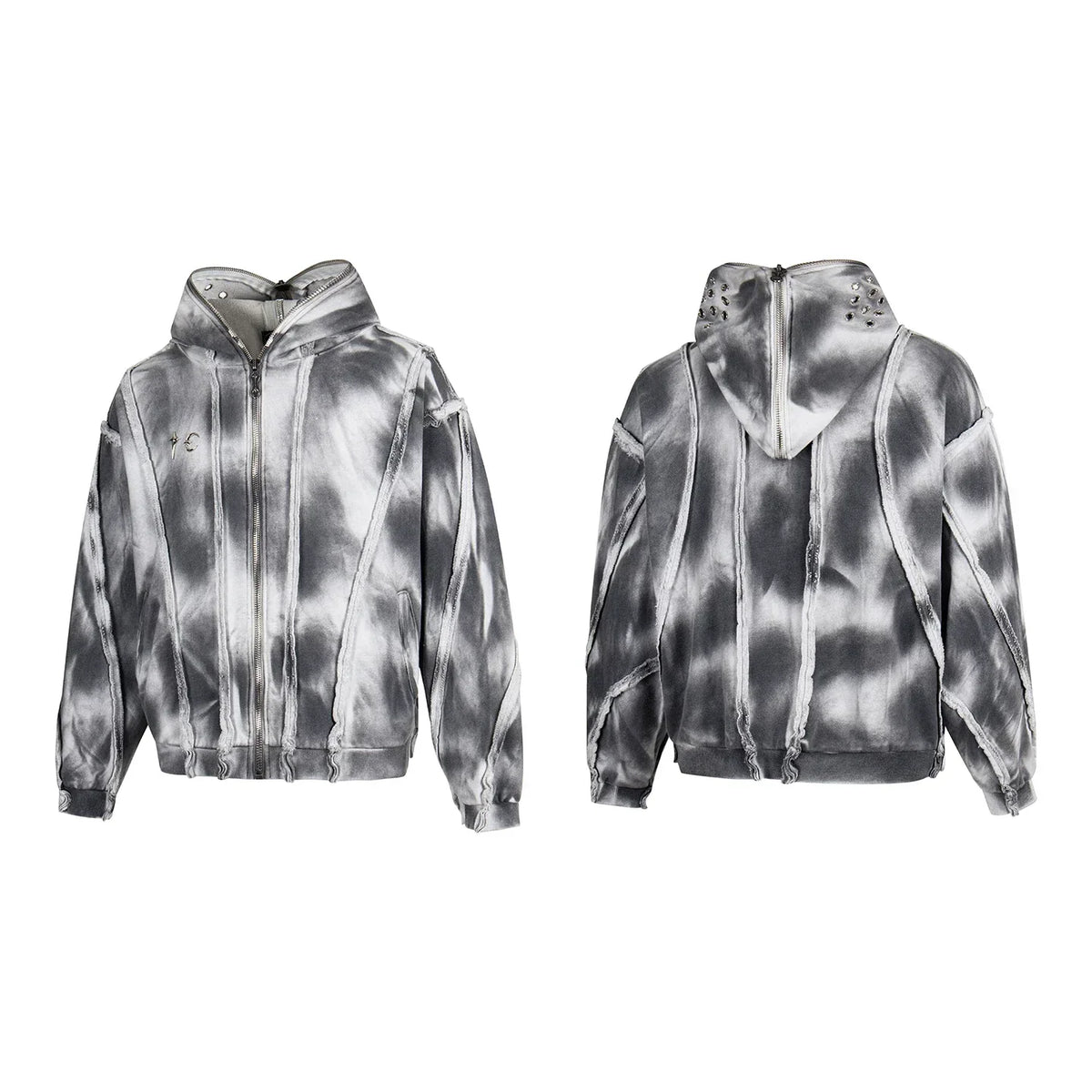 Thug Club Tie Dye Raw Seam Zip Cropped Hoodie, Unisex