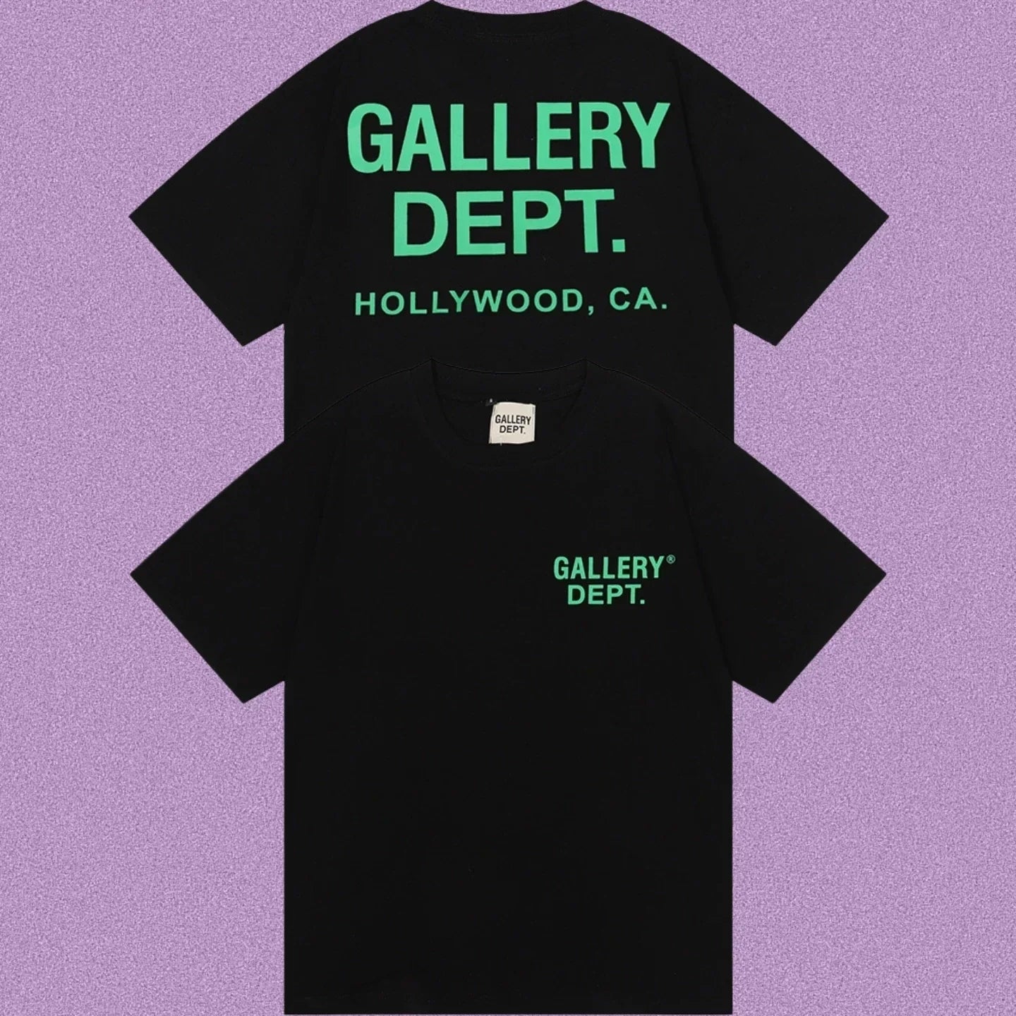 Gallery Dept. Hollywood Logo Short Sleeve T-Shirt - Black/Green