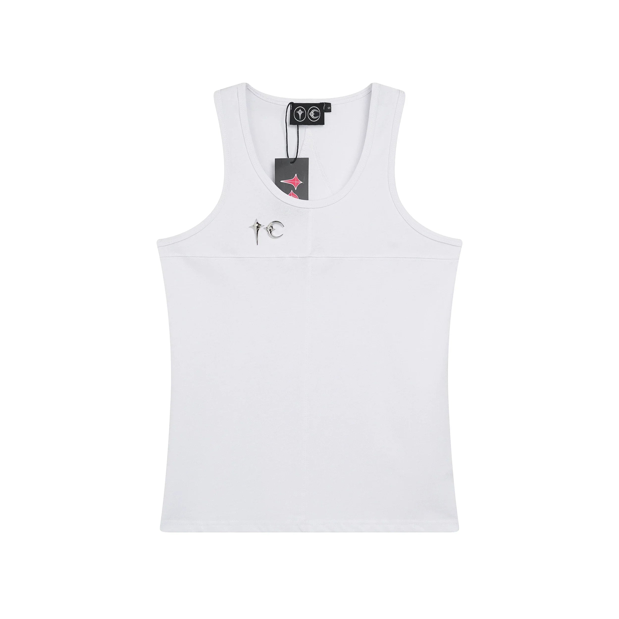 Thug Club Metal TC Logo U-neck Tank Top, Y2K Gothic Sleeveless Vest