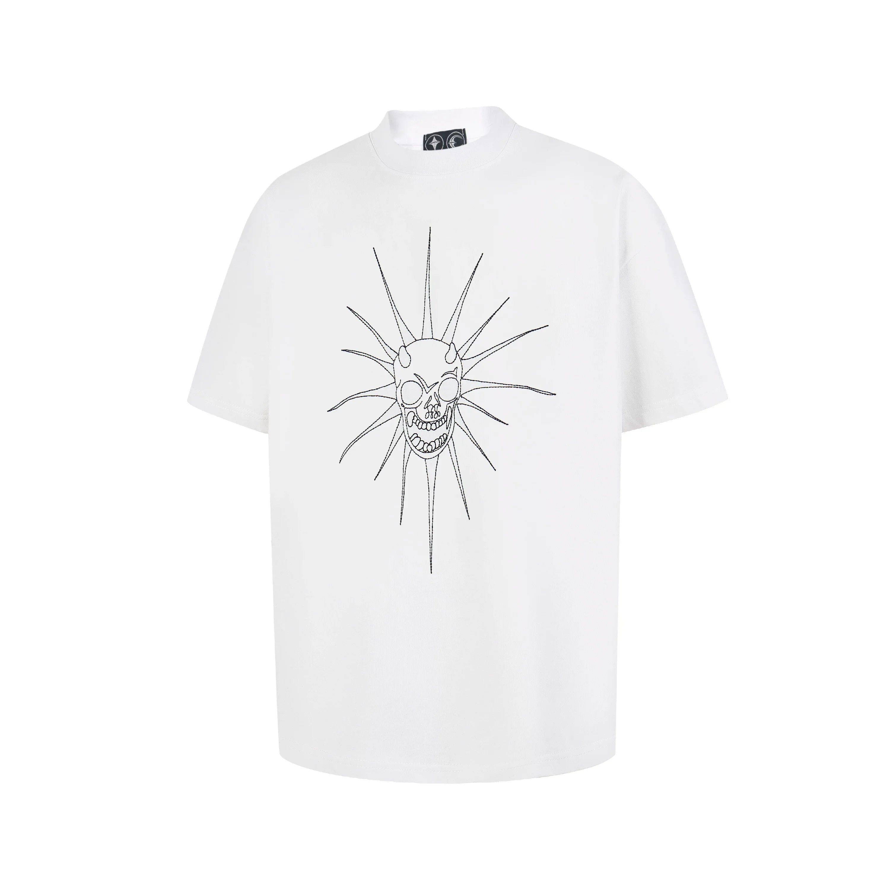 Thug Club Sun Skull Line Art Oversized T-Shirt, Unisex
