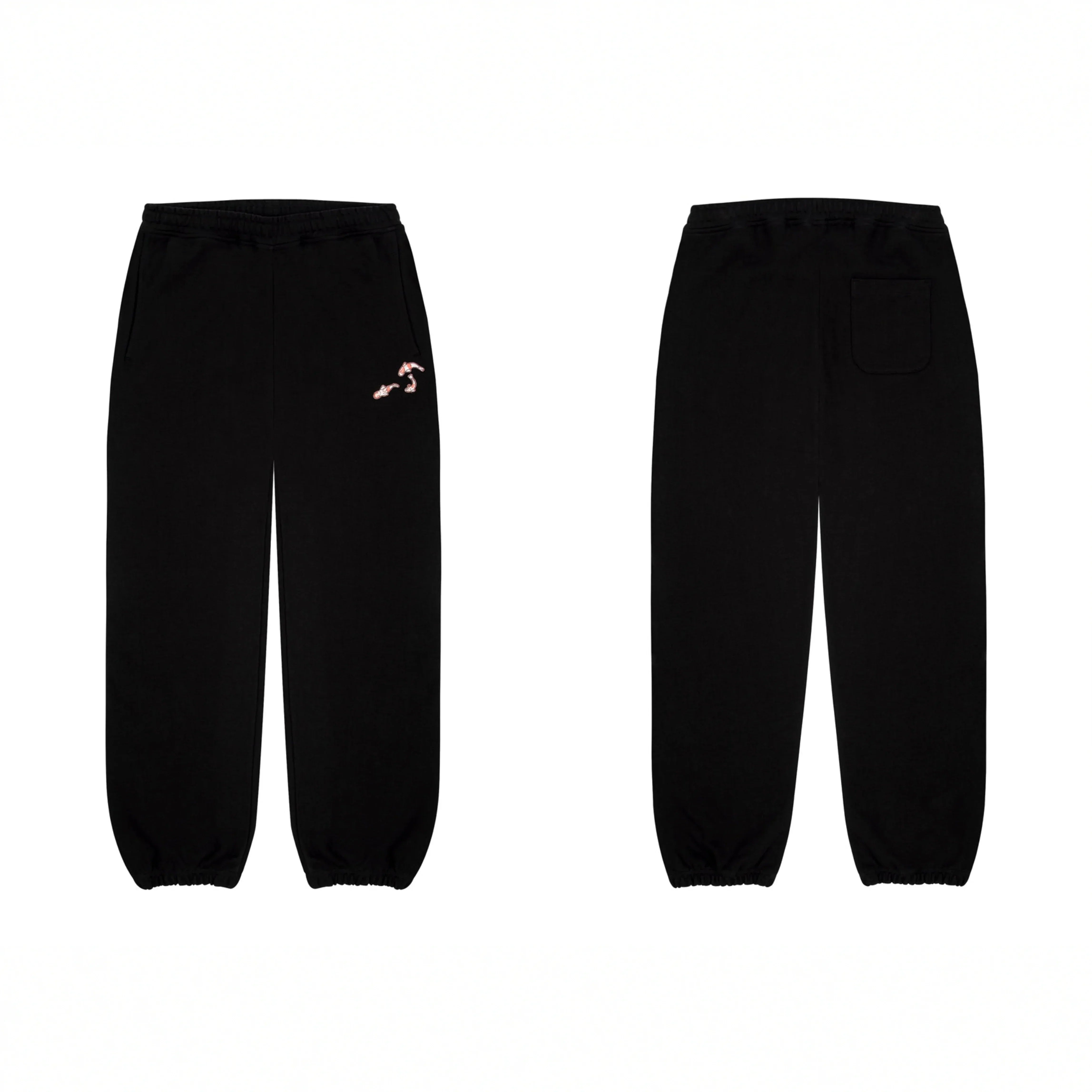 Derschutze Koi Fish Embroidery Sweatpants - Black