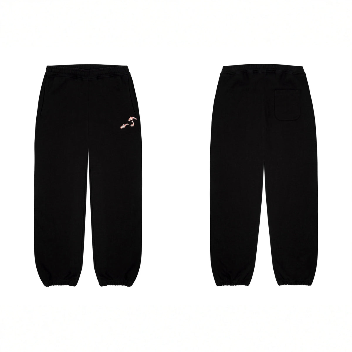 Derschutze Koi Fish Embroidery Sweatpants - Black