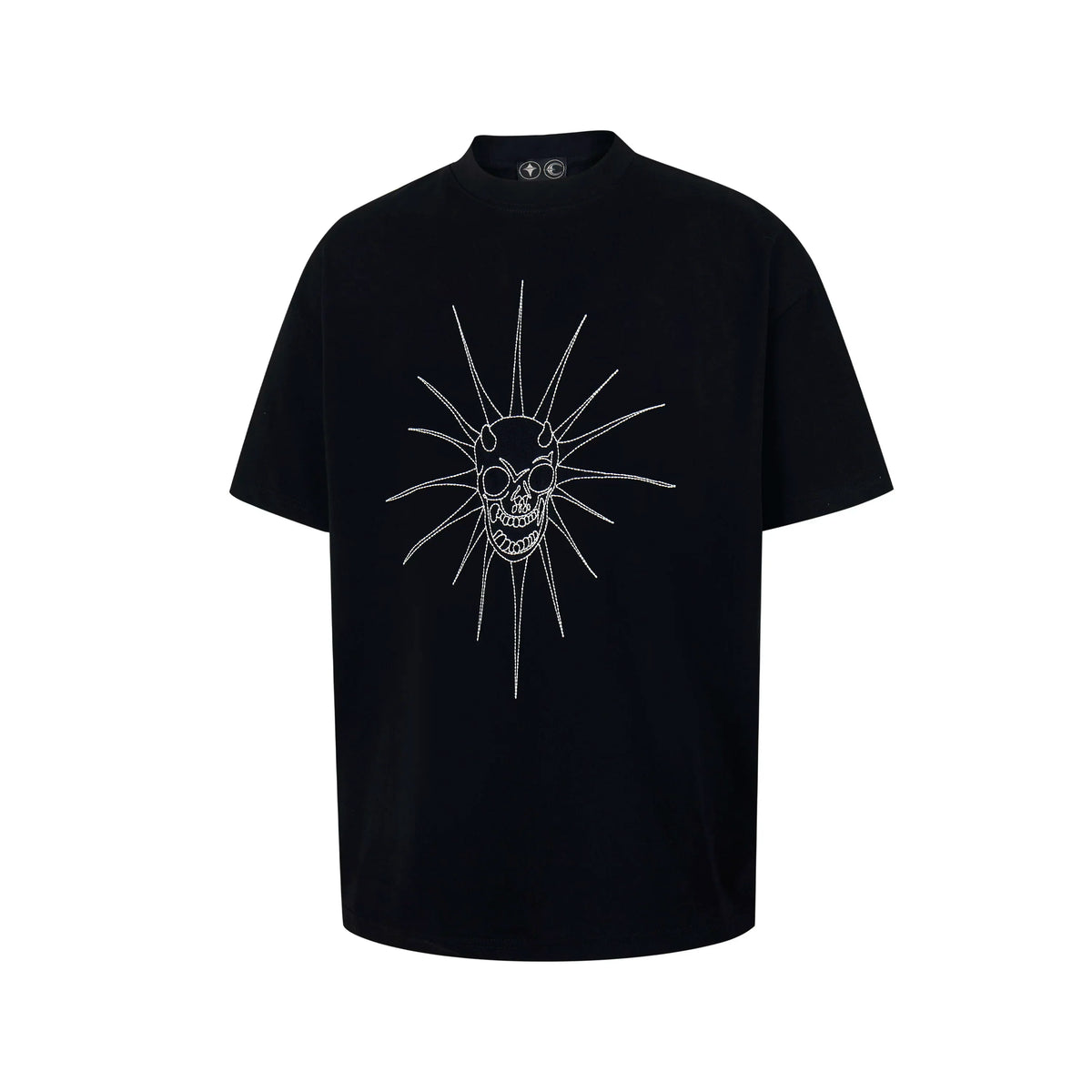 Thug Club Rhinestone Sun Devil Skull Oversized T-Shirt, Unisex