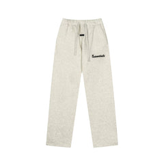 Fog Essentials Oatmeal Heather Straight‑Leg Embroidered Logo Casual Sweatpants