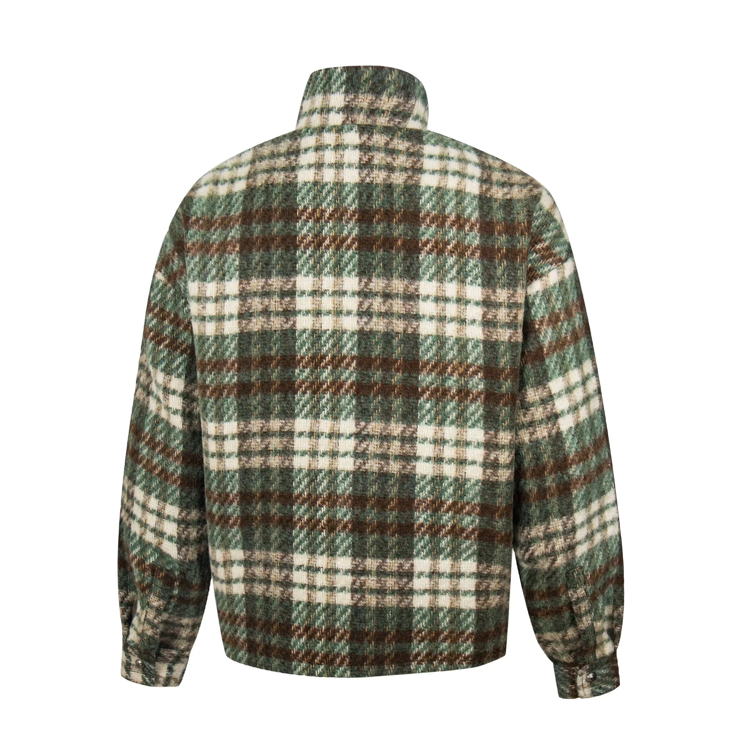 Thug Club Green Plaid Wool Blend Zip Jacket, Unisex