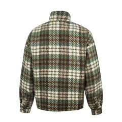 Thug Club Green Plaid Wool Blend Zip Jacket, Unisex