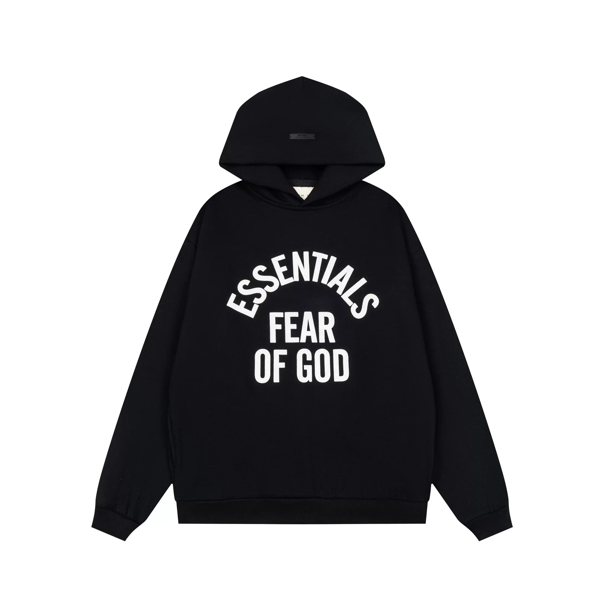 Fog Essentials Classic Black‑White Graphic Print Pullover Hoodie Unisex Street Sweatshirt