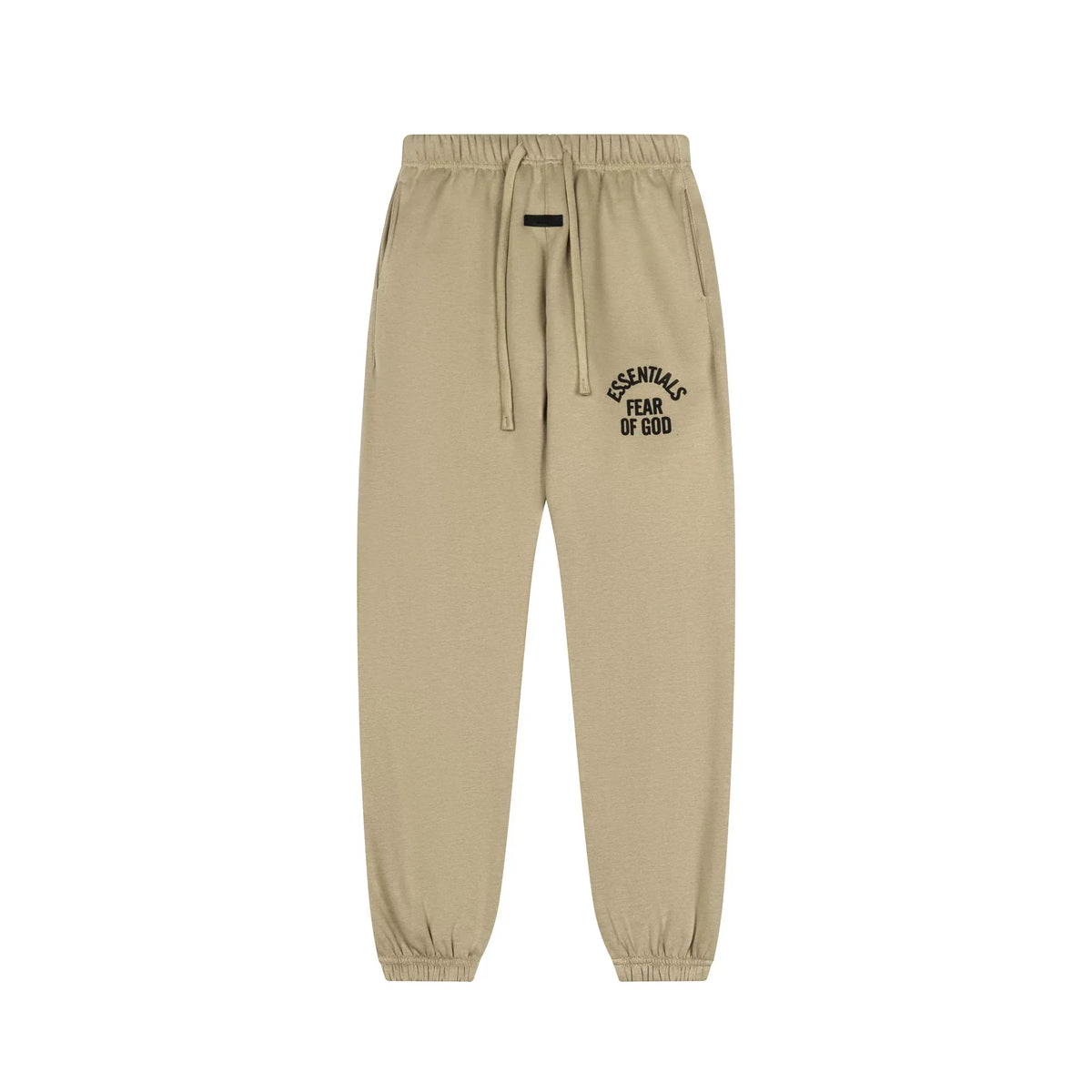 Fog Essentials Khaki Relaxed‑Fit Jogger Pants Elastic Cuff Unisex Casual Street Sweat Trousers