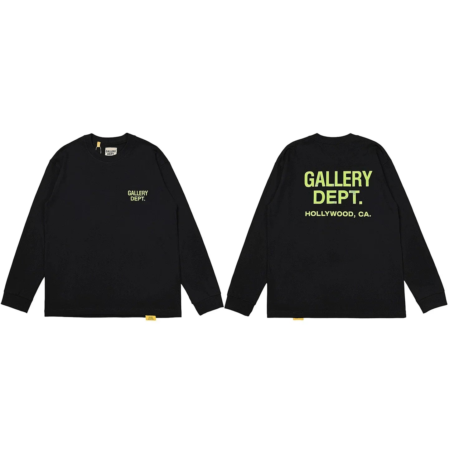 Gallery Dept. Hollywood Logo Long Sleeve T-Shirt - Black/Neon Yellow