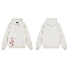 Derschutze Cherry Blossom Embroidery Hoodie - Oatmeal Marl