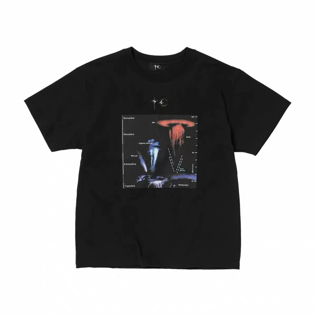 Thug Club Atmosphere Lightning Graphic Black Oversized T-Shirt, Unisex