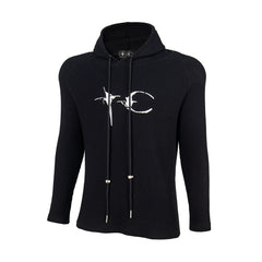 Thug Club TC Logo Waffle Knit Slim Fit Hoodie, Y2K Gothic Long Sleeve Hooded Top