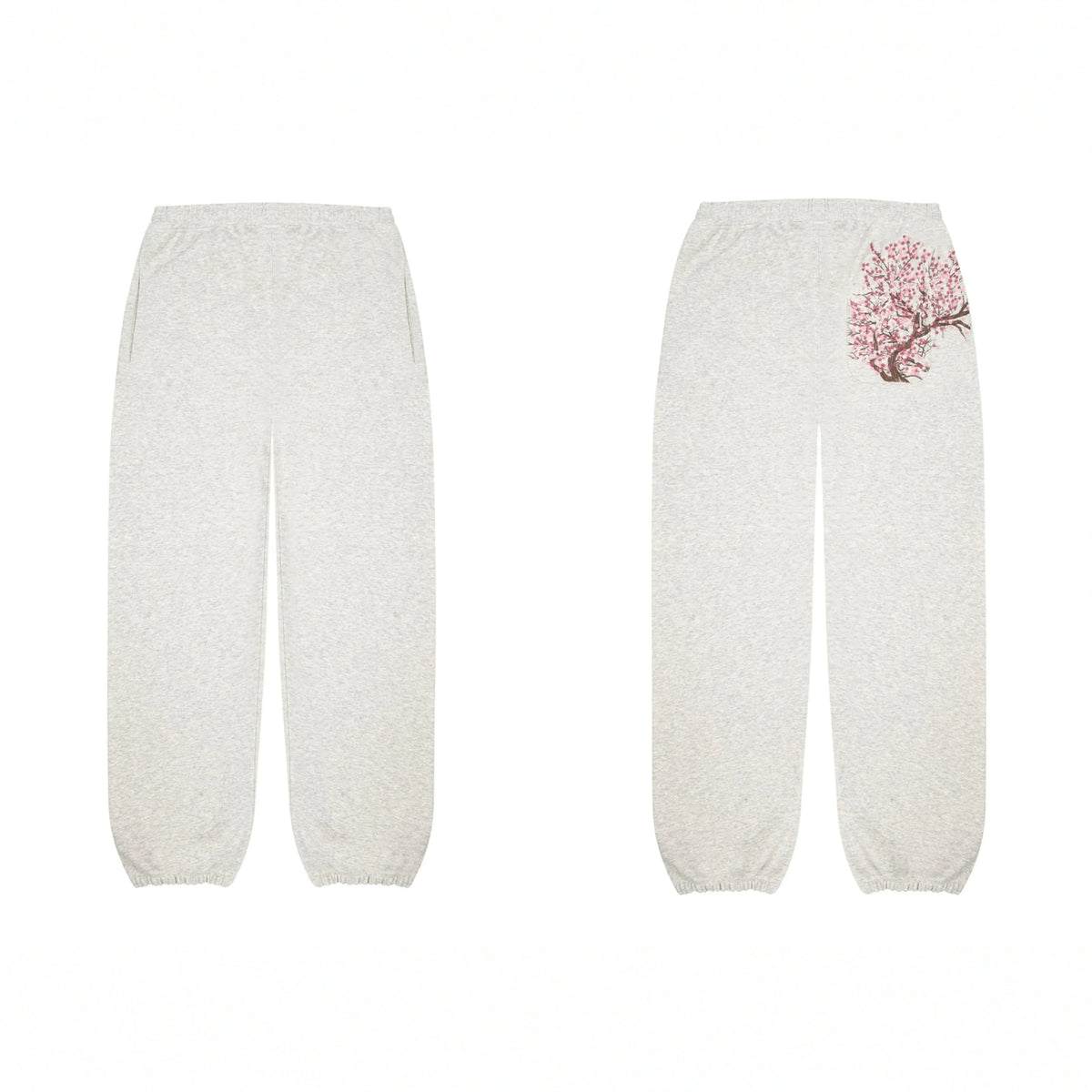 Derschutze Cherry Blossom Embroidery Sweatpants - Oatmeal Marl