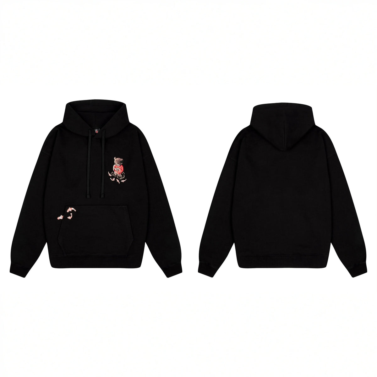 Derschutze Anime Character Graphic Hoodie - Black