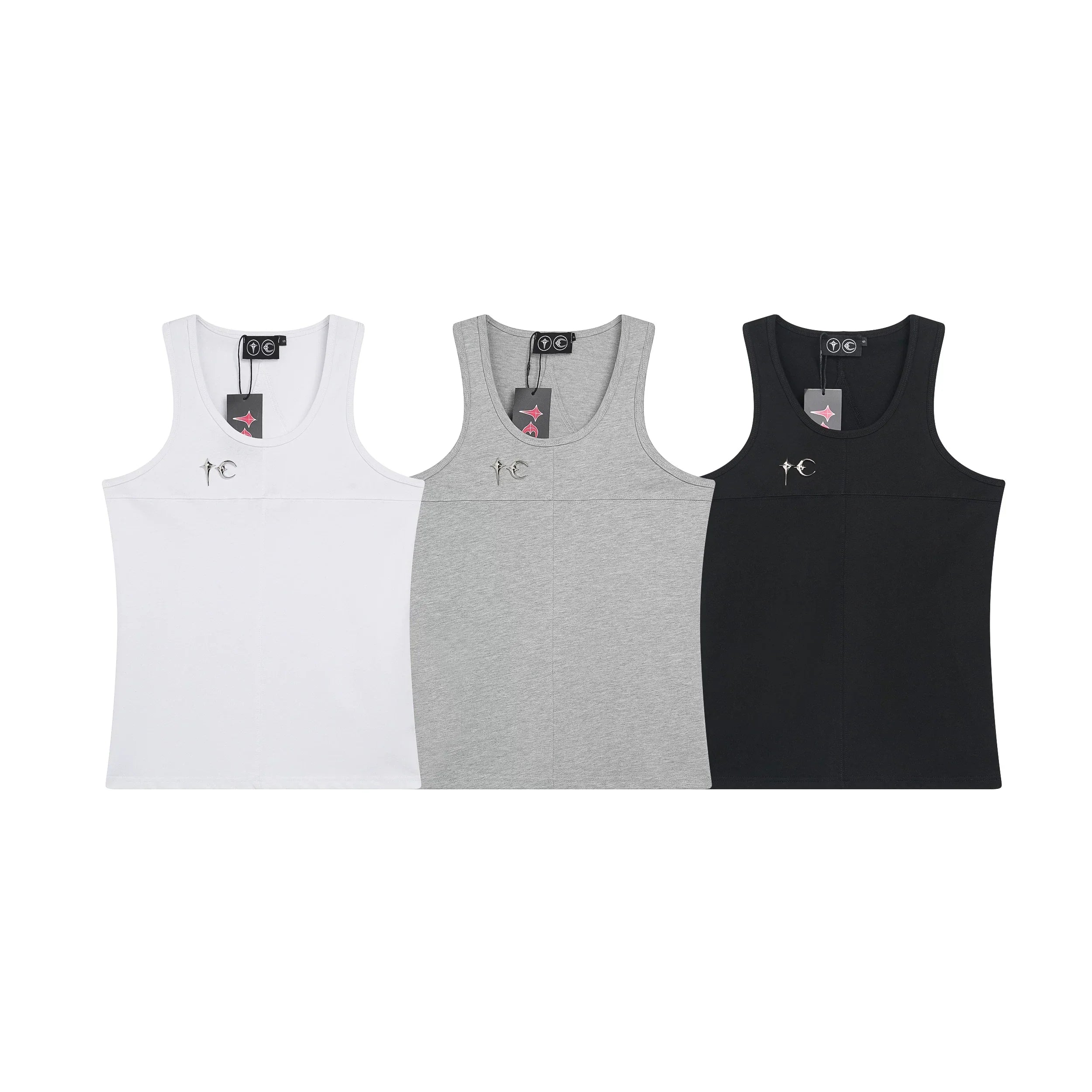 Thug Club Metal TC Logo U-neck Tank Top, Y2K Gothic Sleeveless Vest