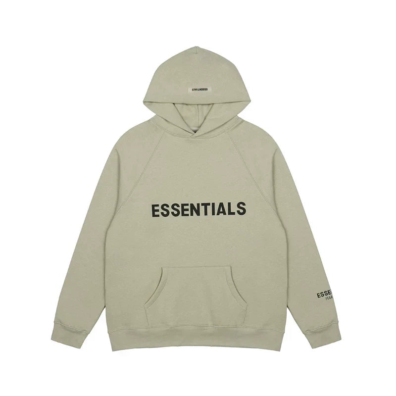 Fog Essentials Sage‑Green Minimalist Oversized Street‑Wear Hoodie