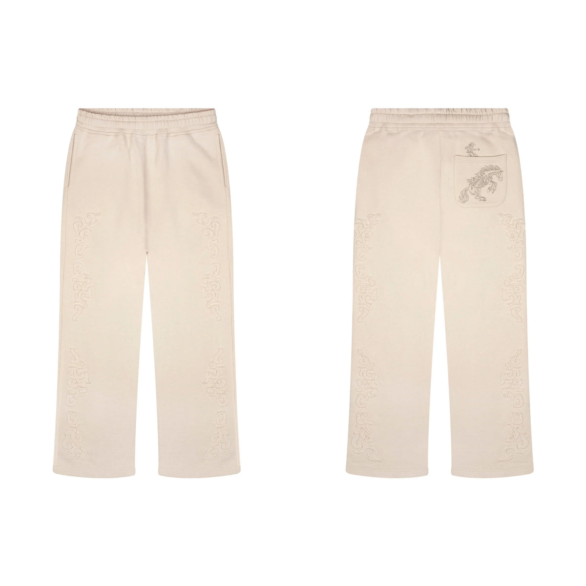 Derschutze Ornate Vine Embroidery Sweatpants - Cream