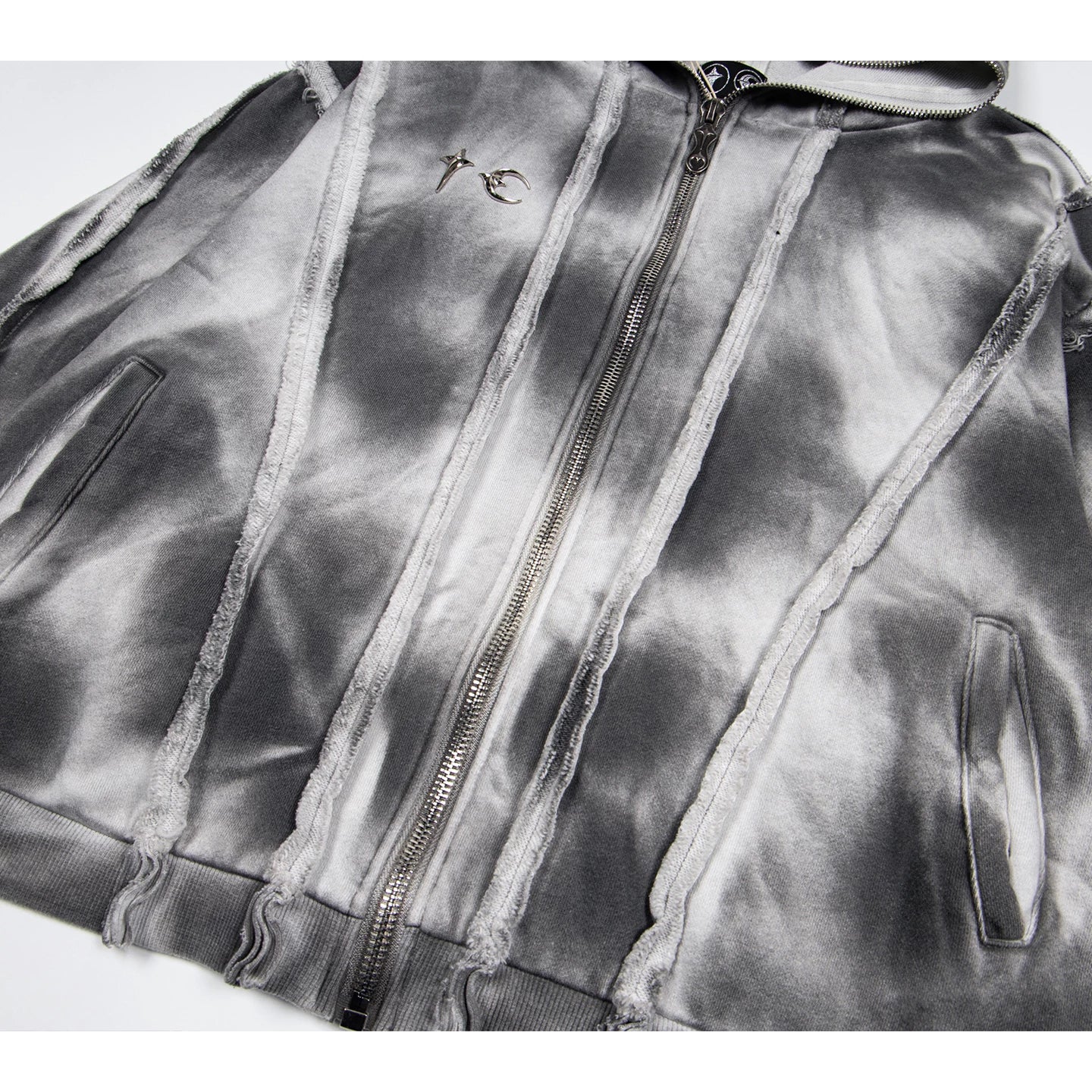 Thug Club Tie Dye Raw Seam Zip Cropped Hoodie, Unisex