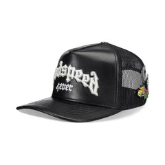 Godspeed Forever Black Leather Trucker Hat